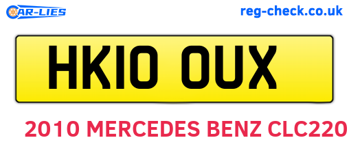 HK10OUX are the vehicle registration plates.