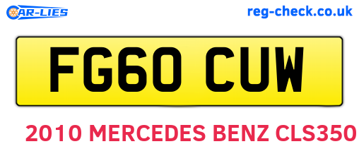 FG60CUW are the vehicle registration plates.