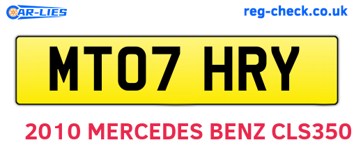 MT07HRY are the vehicle registration plates.
