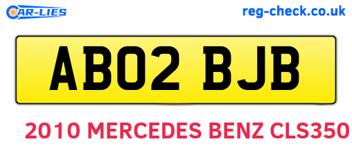 AB02BJB are the vehicle registration plates.