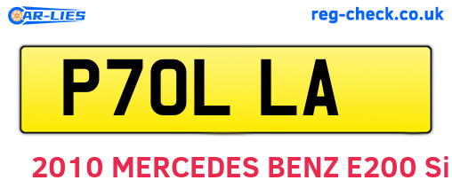 P70LLA are the vehicle registration plates.