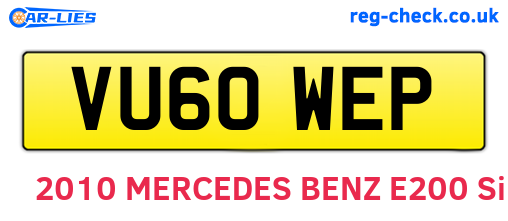 VU60WEP are the vehicle registration plates.