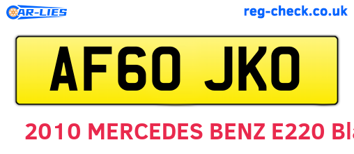 AF60JKO are the vehicle registration plates.
