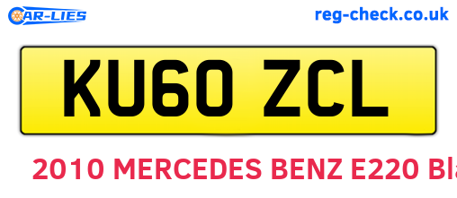 KU60ZCL are the vehicle registration plates.