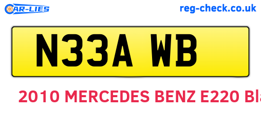 N33AWB are the vehicle registration plates.