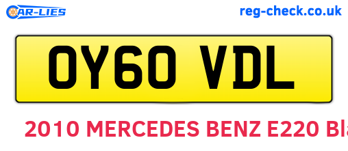 OY60VDL are the vehicle registration plates.