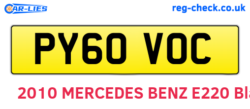 PY60VOC are the vehicle registration plates.