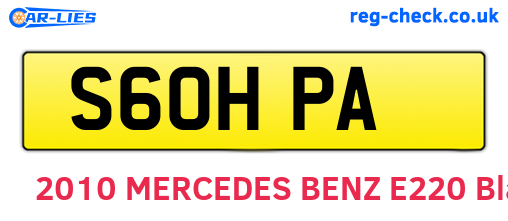S60HPA are the vehicle registration plates.