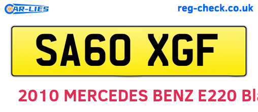 SA60XGF are the vehicle registration plates.