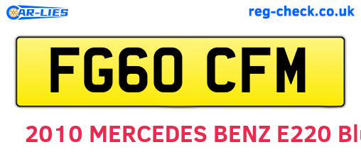 FG60CFM are the vehicle registration plates.