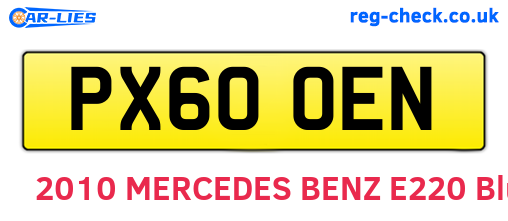 PX60OEN are the vehicle registration plates.