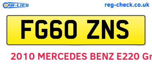 FG60ZNS are the vehicle registration plates.