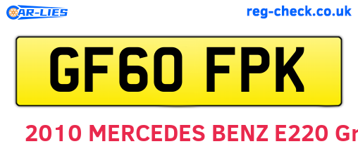 GF60FPK are the vehicle registration plates.