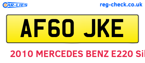 AF60JKE are the vehicle registration plates.