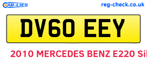 DV60EEY are the vehicle registration plates.