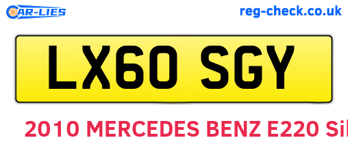 LX60SGY are the vehicle registration plates.