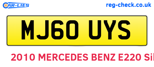 MJ60UYS are the vehicle registration plates.
