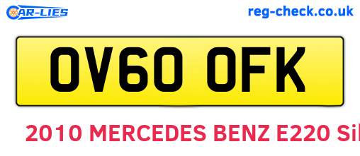 OV60OFK are the vehicle registration plates.