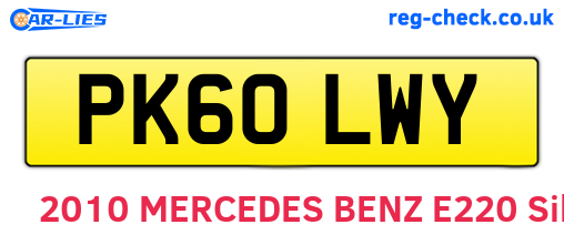 PK60LWY are the vehicle registration plates.