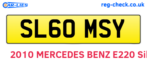 SL60MSY are the vehicle registration plates.
