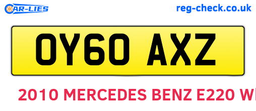 OY60AXZ are the vehicle registration plates.