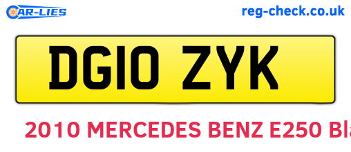 DG10ZYK are the vehicle registration plates.