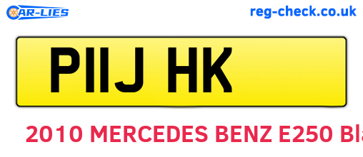 P11JHK are the vehicle registration plates.