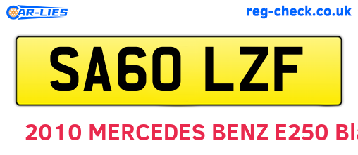 SA60LZF are the vehicle registration plates.