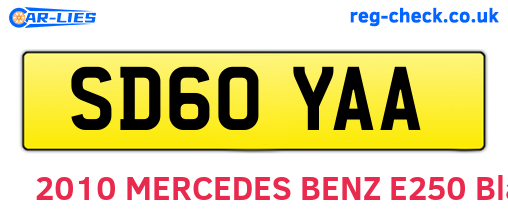 SD60YAA are the vehicle registration plates.