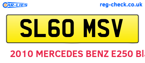 SL60MSV are the vehicle registration plates.
