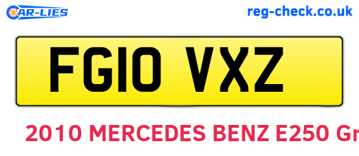 FG10VXZ are the vehicle registration plates.