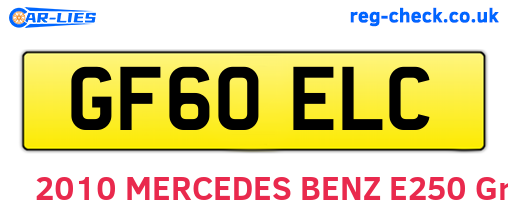 GF60ELC are the vehicle registration plates.