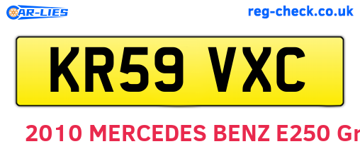 KR59VXC are the vehicle registration plates.