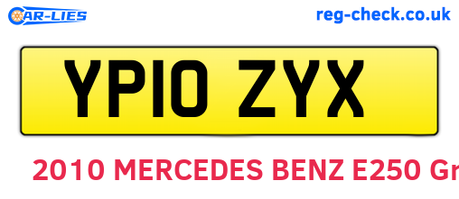 YP10ZYX are the vehicle registration plates.