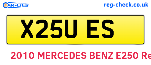 X25UES are the vehicle registration plates.