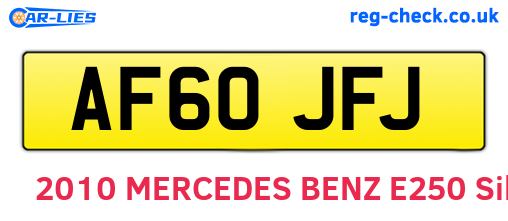 AF60JFJ are the vehicle registration plates.