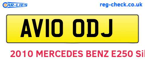 AV10ODJ are the vehicle registration plates.