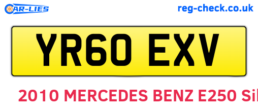 YR60EXV are the vehicle registration plates.