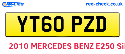 YT60PZD are the vehicle registration plates.
