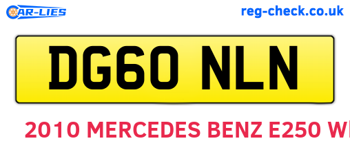 DG60NLN are the vehicle registration plates.