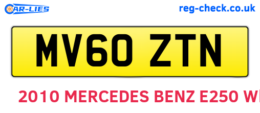 MV60ZTN are the vehicle registration plates.