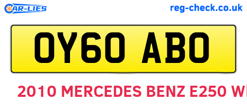 OY60ABO are the vehicle registration plates.