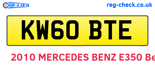 KW60BTE are the vehicle registration plates.