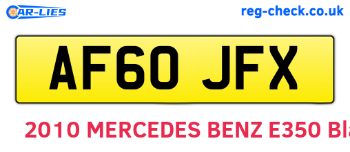 AF60JFX are the vehicle registration plates.