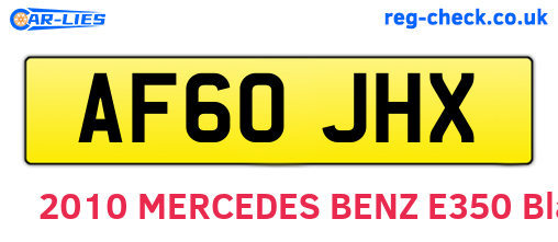 AF60JHX are the vehicle registration plates.