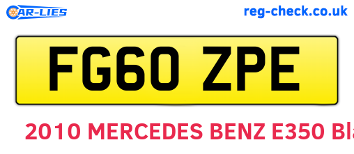 FG60ZPE are the vehicle registration plates.
