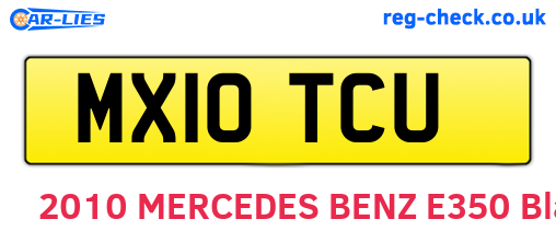 MX10TCU are the vehicle registration plates.
