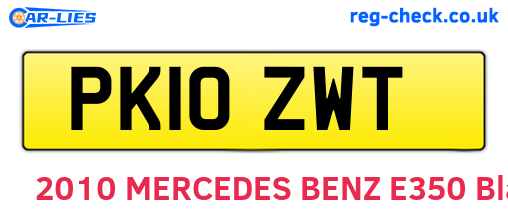 PK10ZWT are the vehicle registration plates.