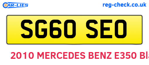 SG60SEO are the vehicle registration plates.
