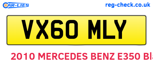 VX60MLY are the vehicle registration plates.